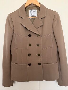 Moschino Cheap&Chic Taupe Wool Corset Hourglass Blazer 40 M Vintage EUC